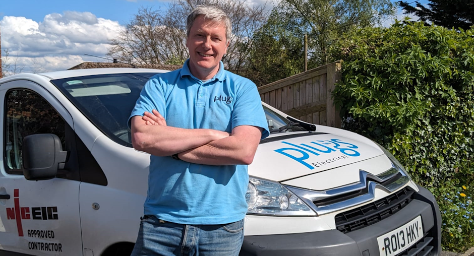 Tony Shirley standing in front of van - Plugs electrical High Wycombe